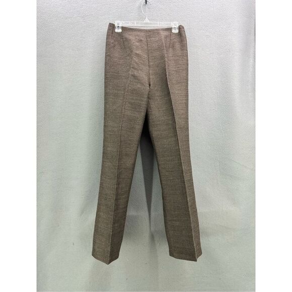 Vintage Silk & Wool Womens Tan Khaki High Waisted Pleated Trousers Pants Size 8 - Picture 10 of 10